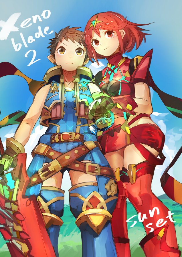 pyra and rex (xenoblade chronicles and 1 more) drawn by geetgeet