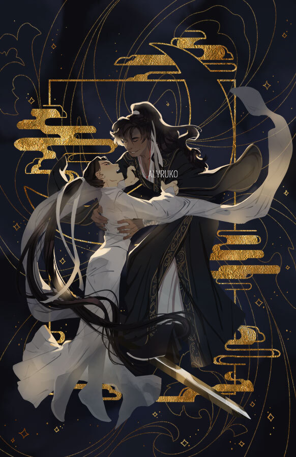 chu wanning and mo ran (erha he tadebai mao shizun) drawn by alyruko