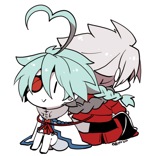 ragna the bloodedge and nu-13 (blazblue) drawn by kuro_yuzu
