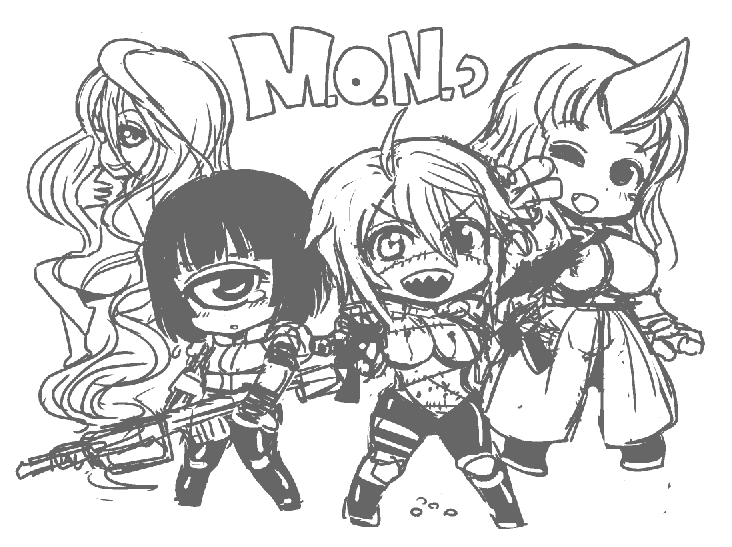 tionishia, manako, zombina, and doppel (monster musume no iru nichijou) drawn by shake-o
