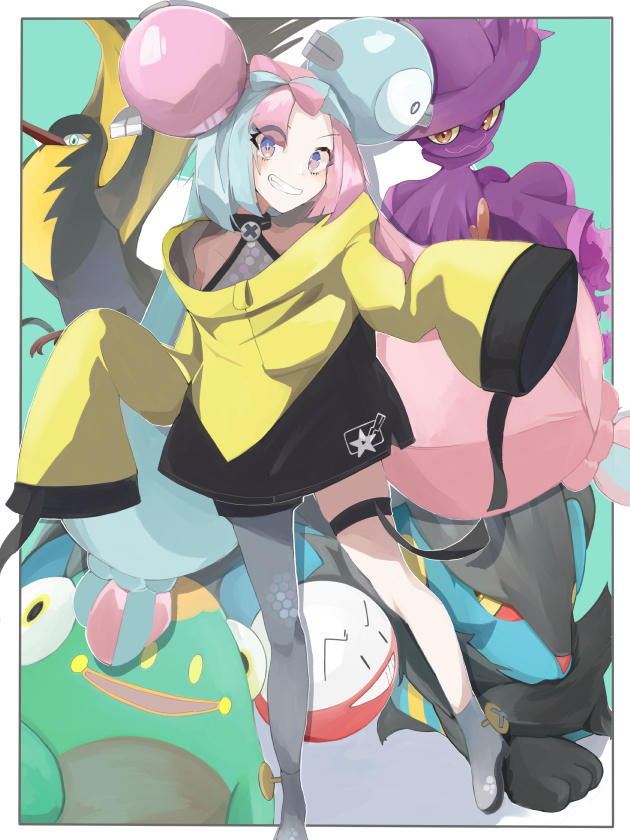 iono, mismagius, bellibolt, luxray, electrode, and 1 more (pokemon and 1 more) drawn by chinju-san