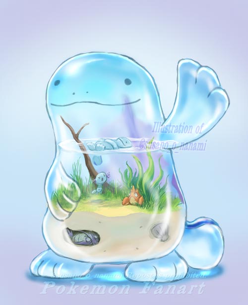 wooper, quagsire, corphish, and wimpod (pokemon) drawn by nanami_lusia