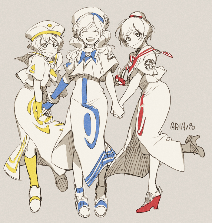 mizunashi akari, alice carroll, aika granzchesta, amifumi inko, rayet areash, and 1 more (aria and 1 more) drawn by logi_bunbukucha