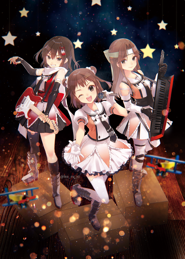 sendai, naka, jintsuu, sendai kai ni, jintsuu kai ni, and 1 more (kantai collection) drawn by koruri
