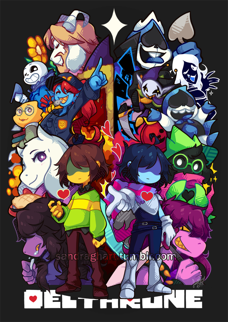 sans, kris, toriel, ralsei, susie, and 8 more (deltarune) drawn by sandragh