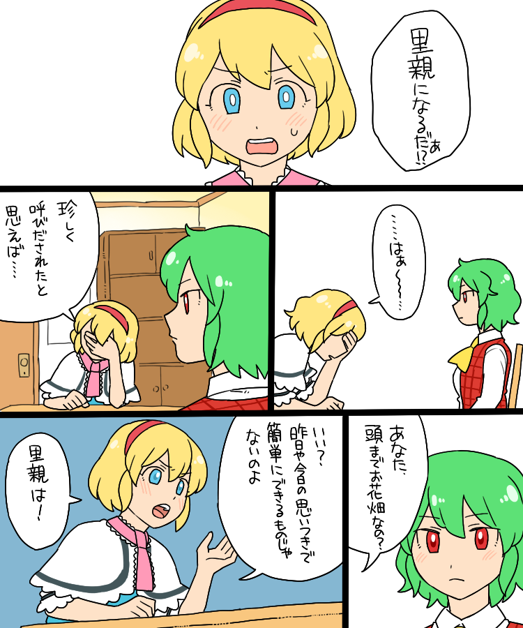 alice margatroid and kazami yuuka (touhou) drawn by koyama_shigeru