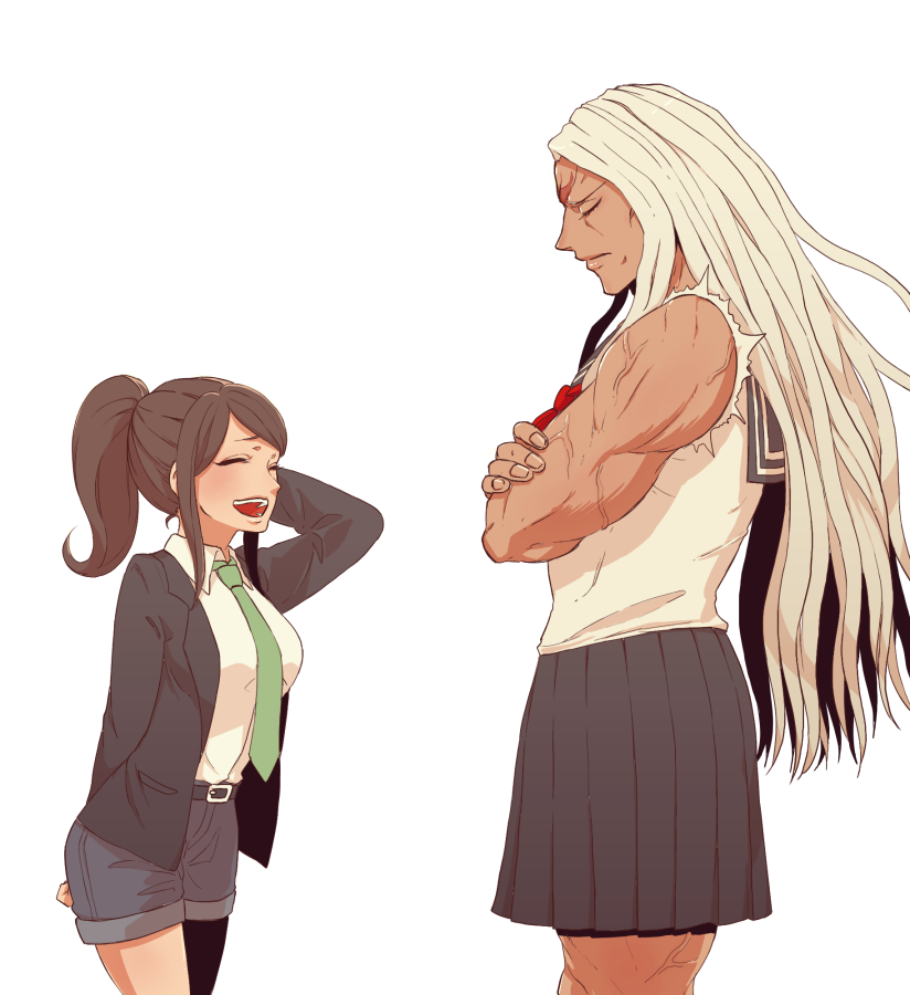 asahina aoi and ogami sakura (danganronpa and 2 more) drawn by zabuton_dorobou