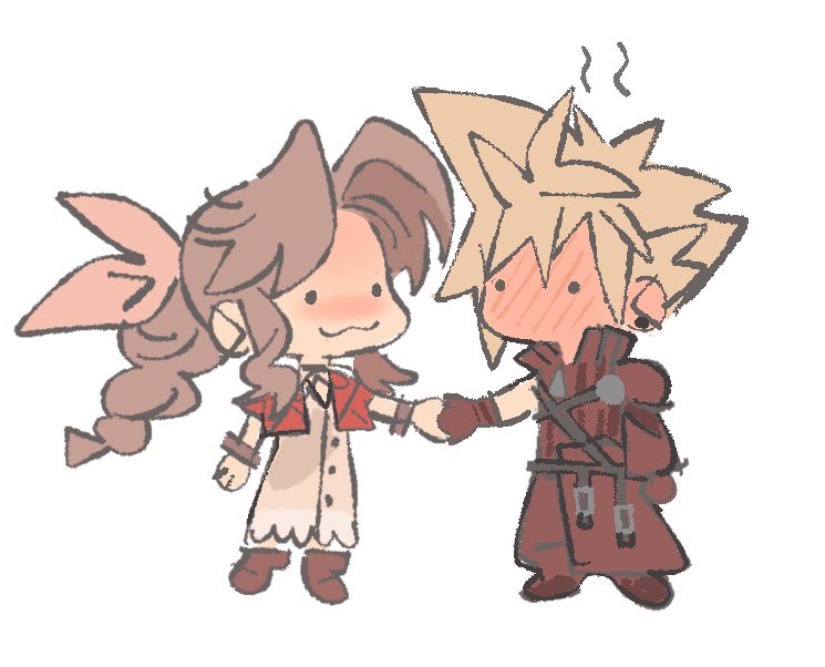 cloud strife and aerith gainsborough (final fantasy and 2 more) drawn by mmmckayyy