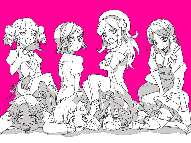 aila jyrkiainen, kousaka china, iori sei, reiji, yajima caroline, and 3 more (gundam and 1 more) drawn by chappa_(kaetodo)