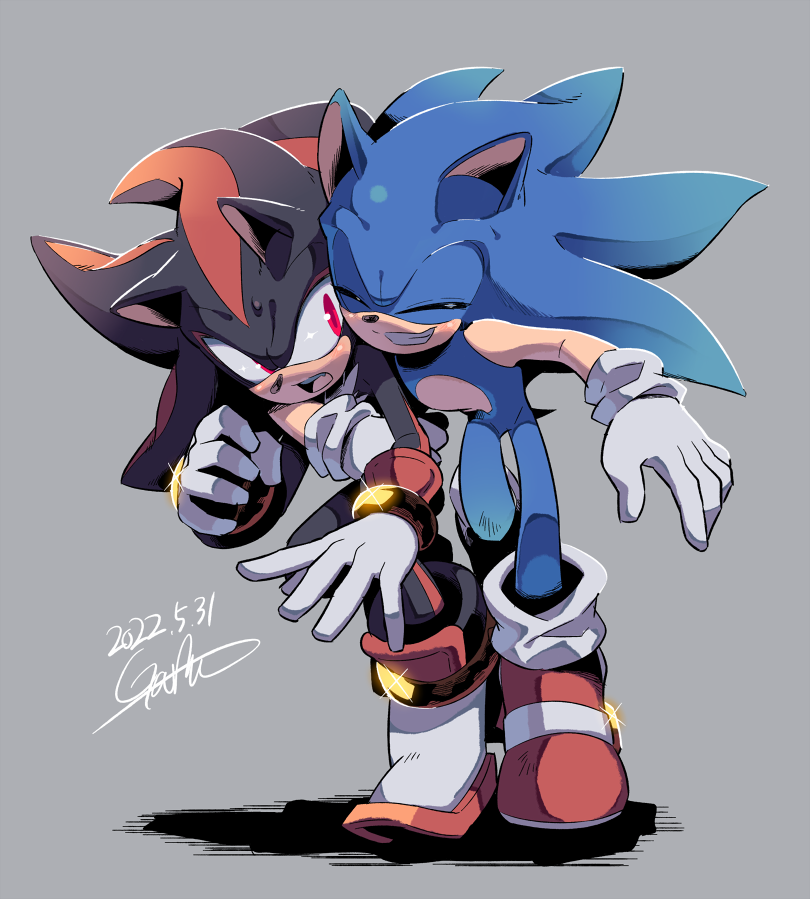sonic the hedgehog and shadow the hedgehog (sonic) drawn by gareki_sh