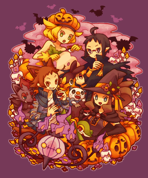 hilda, hilbert, oshawott, snivy, bianca, and 8 more (pokemon and 1 more) drawn by ikra_(katacoly)