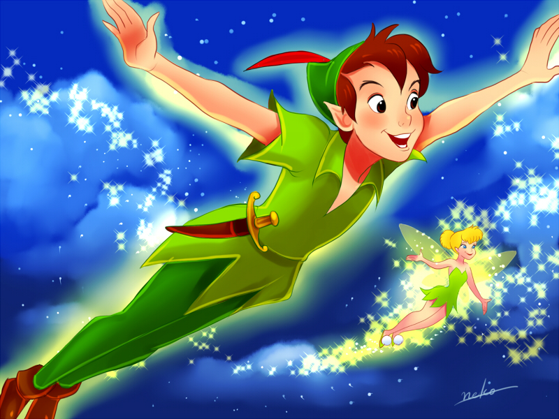 tinker bell and peter pan (walt disney's peter pan) drawn by nyamunekonabe