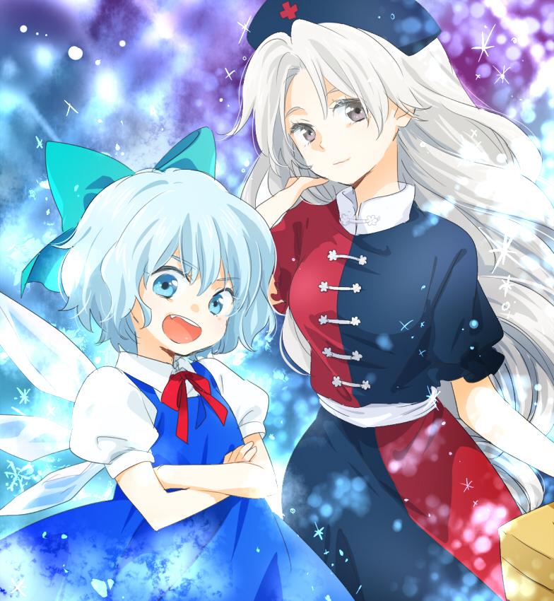 cirno and yagokoro eirin (touhou) drawn by machiko_(beard)