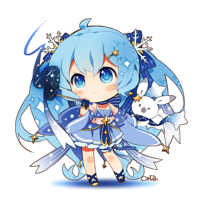 hatsune miku, yuki miku, and rabbit yukine (vocaloid and 1 more) drawn by mao_yu