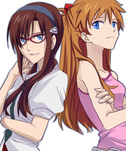 souryuu asuka langley and makinami mari illustrious (neon genesis evangelion and 2 more) drawn by kamosuke