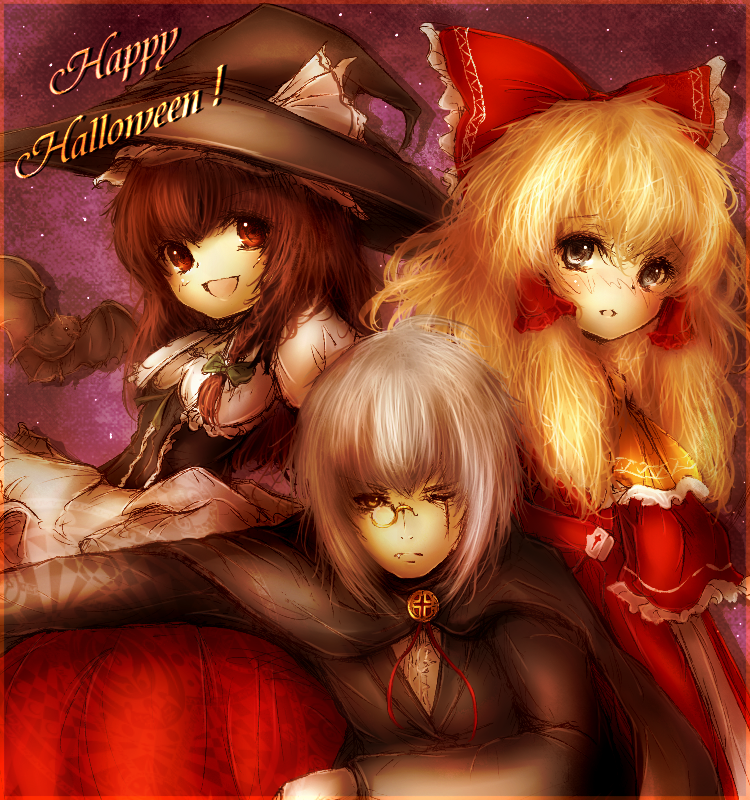 hakurei reimu, kirisame marisa, and morichika rinnosuke (touhou) drawn by amano_jack
