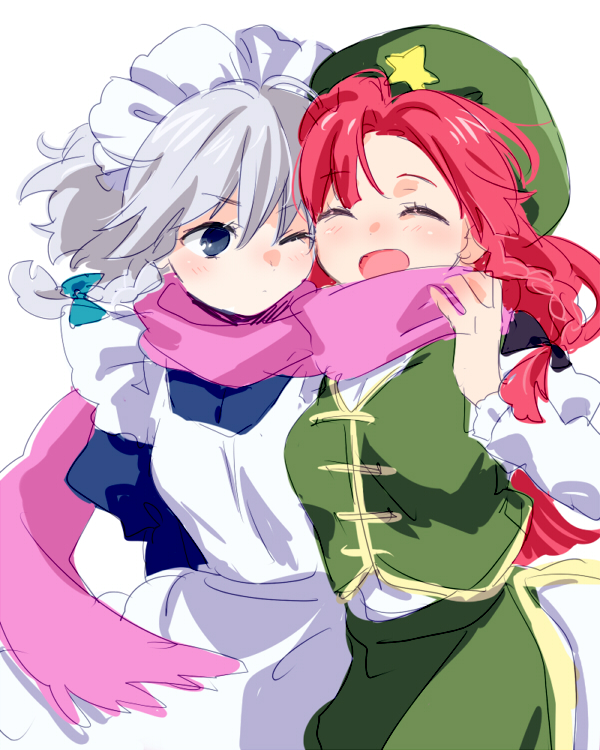izayoi sakuya and hong meiling (touhou) drawn by machiko_(beard)