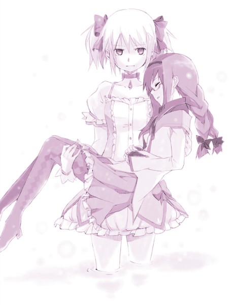 akemi homura and kaname madoka (mahou shoujo madoka magica) drawn by kamekoya_sato