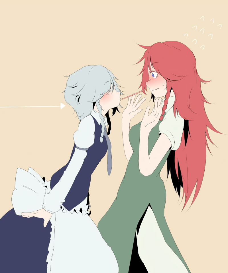 izayoi sakuya and hong meiling (touhou) drawn by bacho
