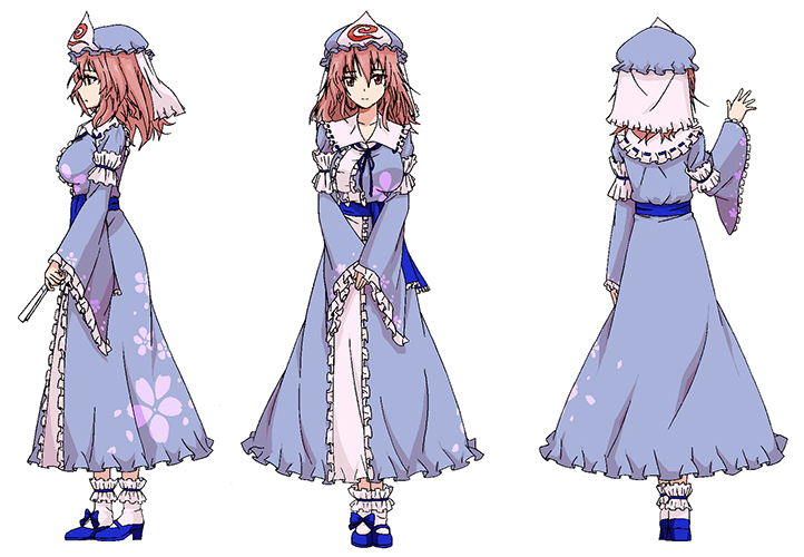 saigyouji yuyuko (touhou and 1 more) drawn by karaori