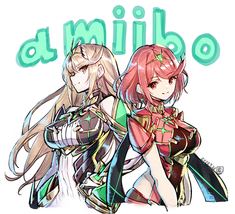 pyra and mythra (xenoblade chronicles and 1 more) drawn by saitou_masatsugu