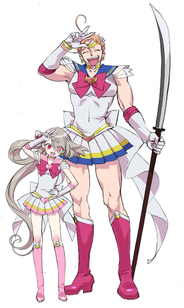 sailor moon, sailor chibi moon, ima-no-tsurugi, super sailor moon, iwatooshi, and 1 more (touken ranbu and 2 more) drawn by kujou_kiyo