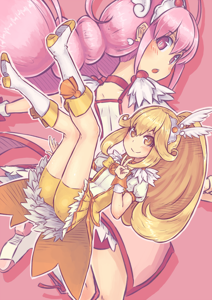 kise yayoi, hoshizora miyuki, cure peace, and cure happy (precure and 1 more) drawn by saltydanshark
