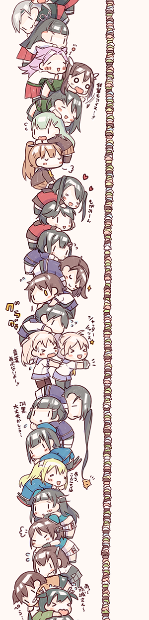suzuya, atago, takao, souryuu, hiryuu, and 19 more (kantai collection) drawn by saki_(little_crown)