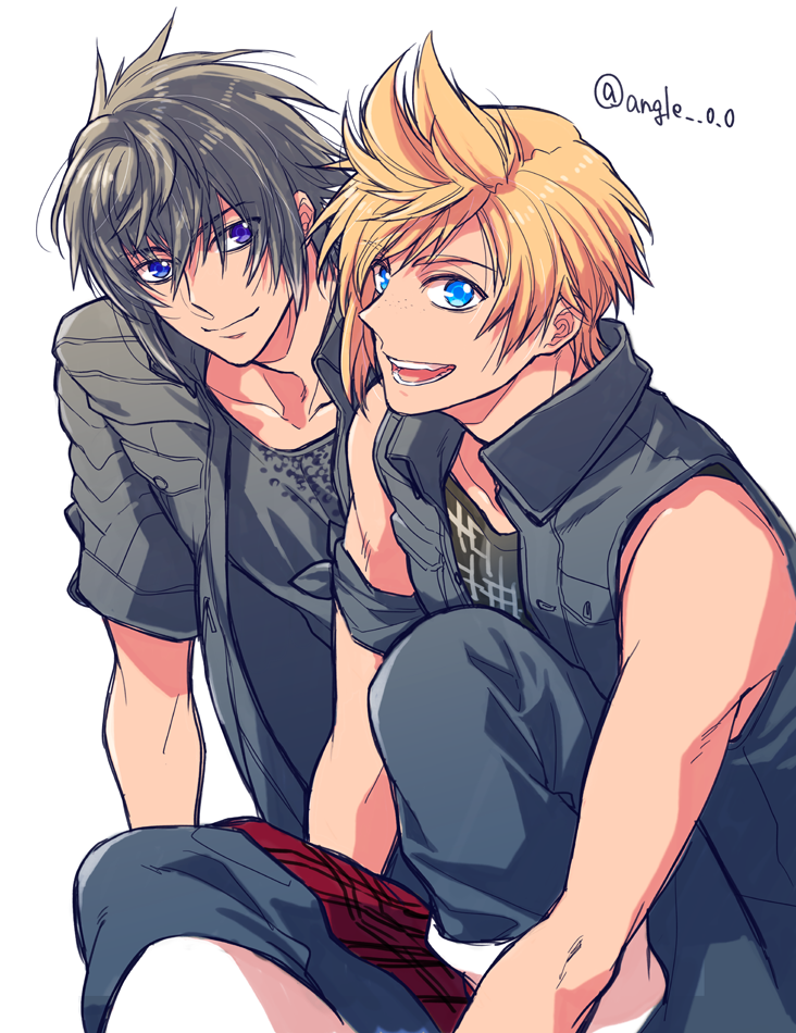 noctis lucis caelum and prompto argentum (final fantasy and 1 more) drawn by nentan