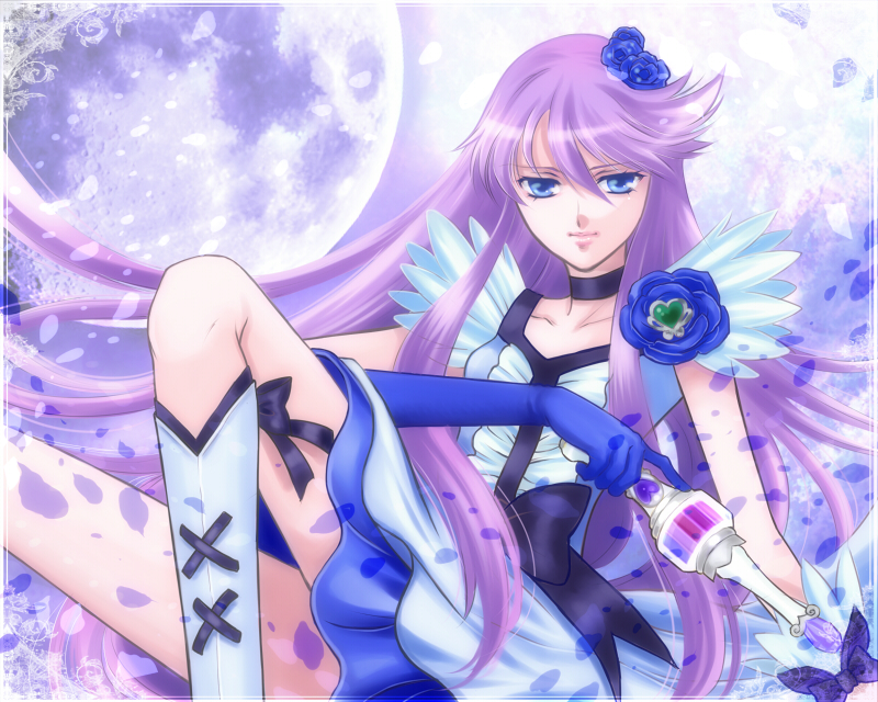 tsukikage yuri and cure moonlight (precure and 1 more) drawn by yuzuru_saeki