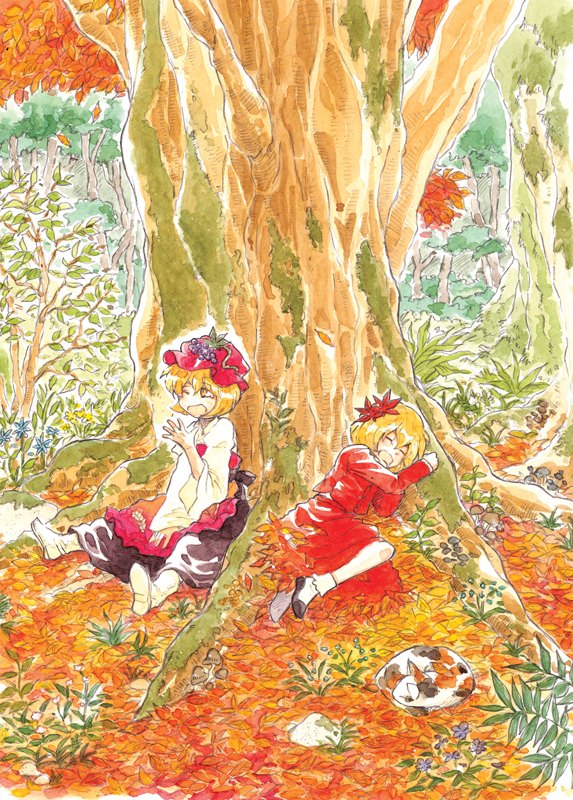 aki minoriko and aki shizuha (touhou) drawn by charin