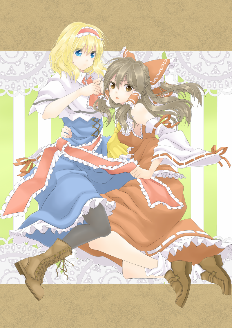 hakurei reimu and alice margatroid (touhou) drawn by satsuma_age