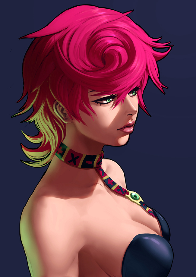 trish una (jojo no kimyou na bouken and 1 more) drawn by zetman92