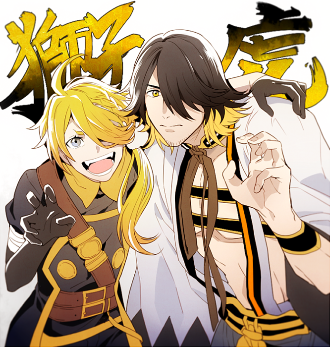 shishiou and nagasone kotetsu (touken ranbu) drawn by t_k_g