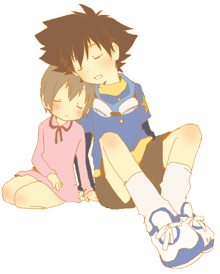 yagami hikari and yagami taichi (digimon and 1 more) drawn by kurot