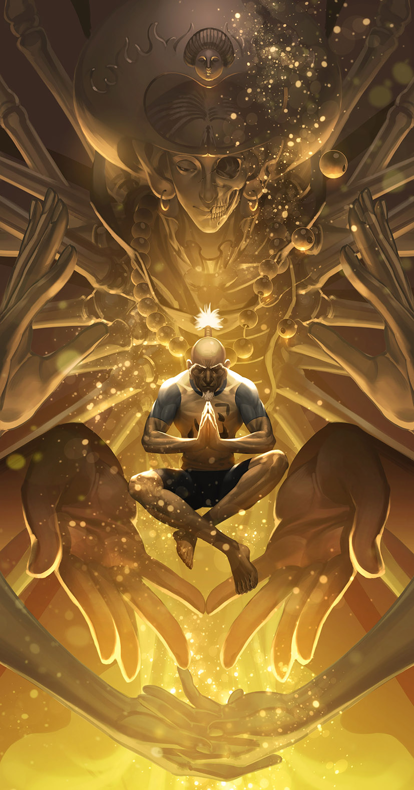 bodhisattva, isaac netero, and 100-type guanyin bodhisattva (hunter x hunter) drawn by akakokko_(niro_azarashi)