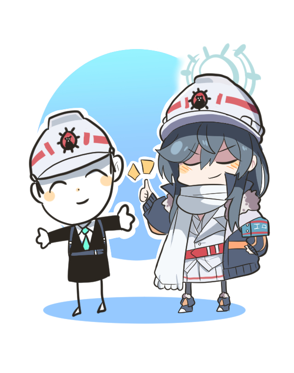 sensei, doodle sensei, and minori (blue archive) drawn by omo_(saindoc)