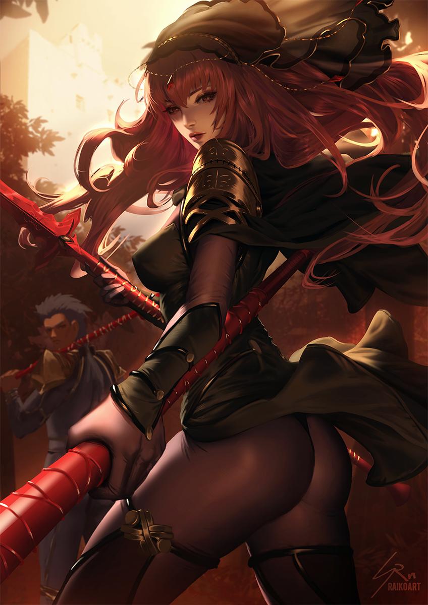 scathach and cu chulainn (fate and 2 more) drawn by raikoart