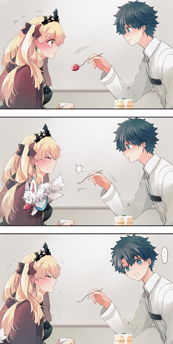 fujimaru ritsuka, ereshkigal, and fou (fate and 1 more) drawn by azumi_(myameco)