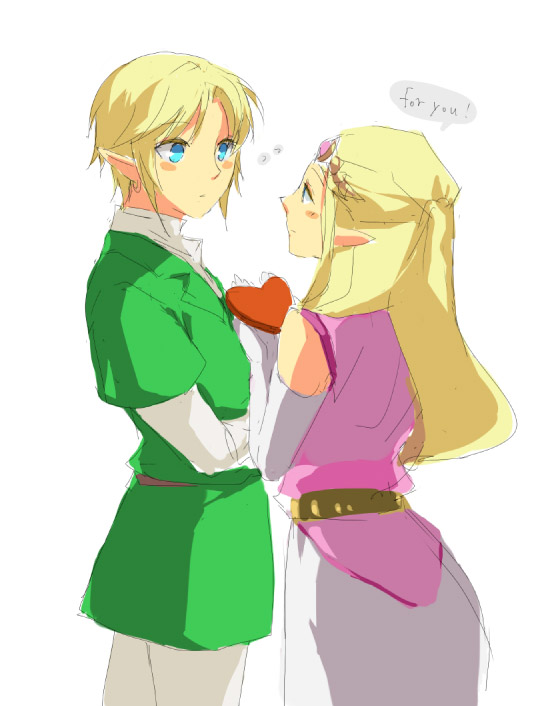 link and princess zelda (the legend of zelda) drawn by muse_(rainforest)