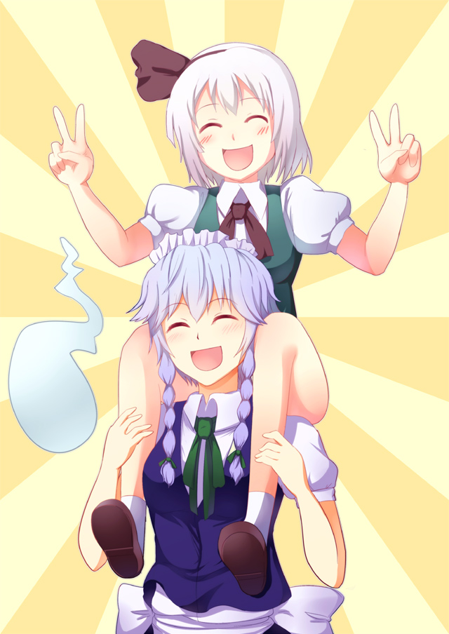 izayoi sakuya and konpaku youmu (touhou) drawn by greave_(asterism)
