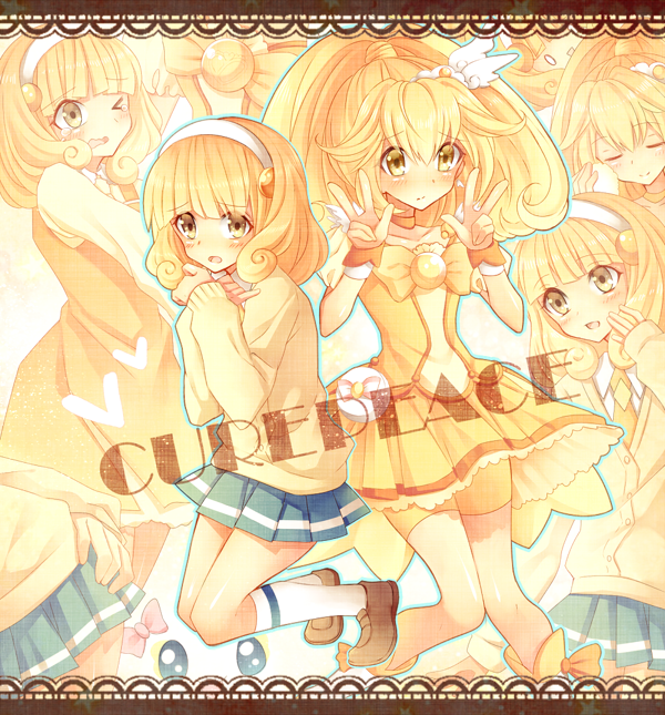 kise yayoi and cure peace (precure and 1 more) drawn by ponta_(aoi)