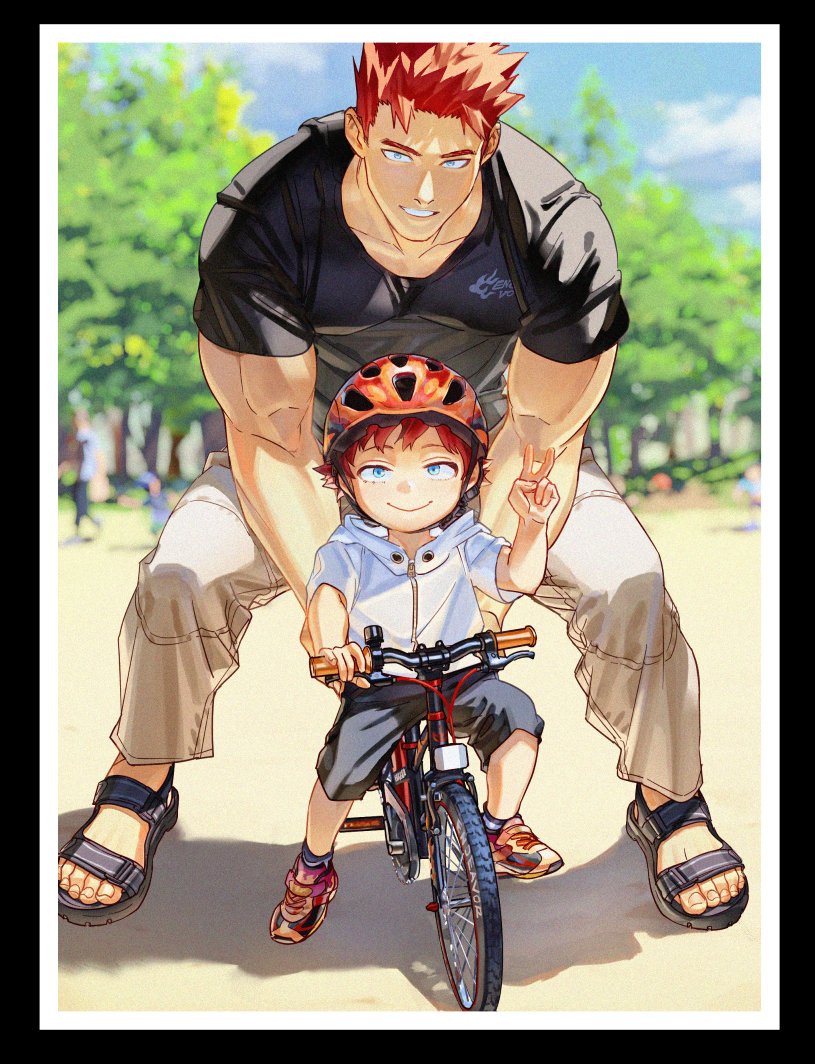 endeavor and todoroki touya (boku no hero academia) drawn by koooogasya