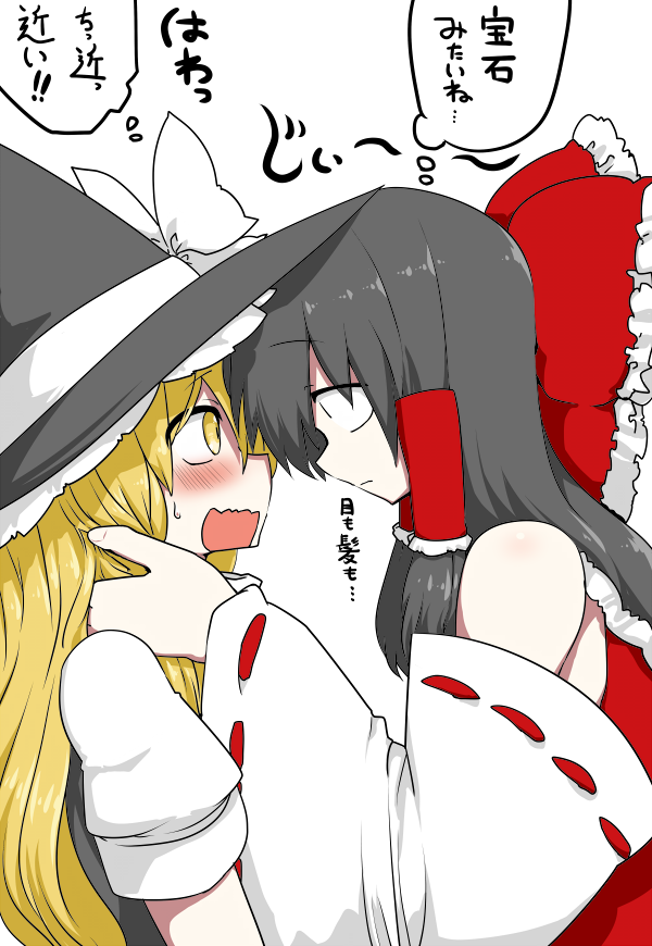 hakurei reimu and kirisame marisa (touhou) drawn by mizuga