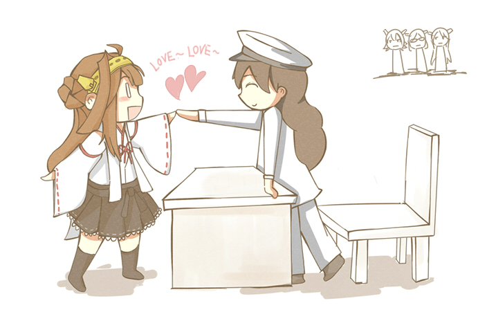 kongou, haruna, female admiral, hiei, and kirishima (kantai collection) drawn by prhs_(hatmaker)