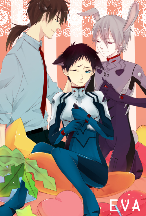 ikari shinji, nagisa kaworu, and kaji ryouji (neon genesis evangelion) drawn by sinnmura