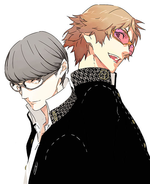 narukami yu and hanamura yousuke (persona and 1 more) drawn by pako_(pakosun)