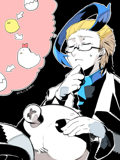 magnemite and colress (pokemon and 1 more) drawn by eric_flay