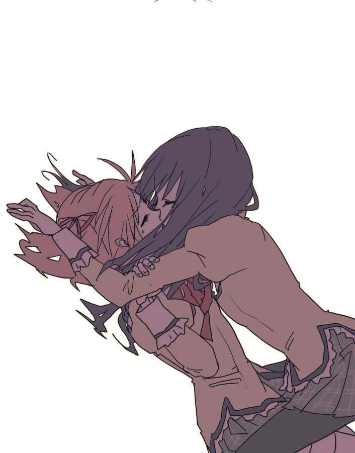 akemi homura and kaname madoka (mahou shoujo madoka magica) drawn by woka