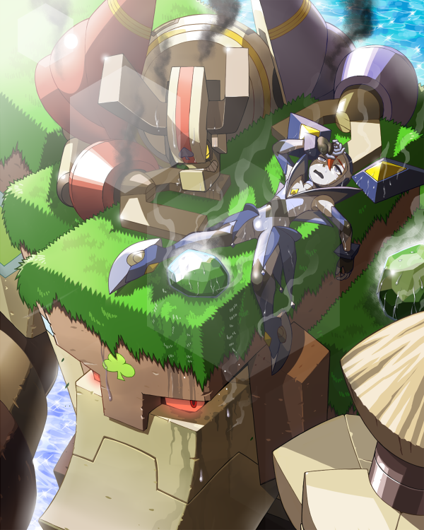 diamond ice, magnes, spade magnes, club strong, ice, and 1 more (mega man and 2 more) drawn by napo